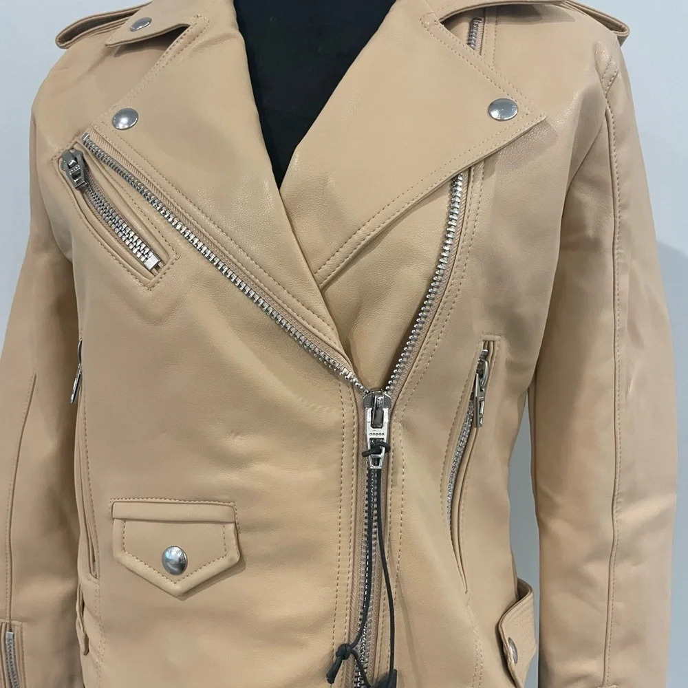 NWT Blank NYC Moto Semi-Fit Jacket In Head To Toe Tan XS - Picture 8 of 14